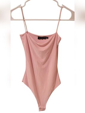 Pretty Little Thing Pink Silk Like Bodysuit Size 4